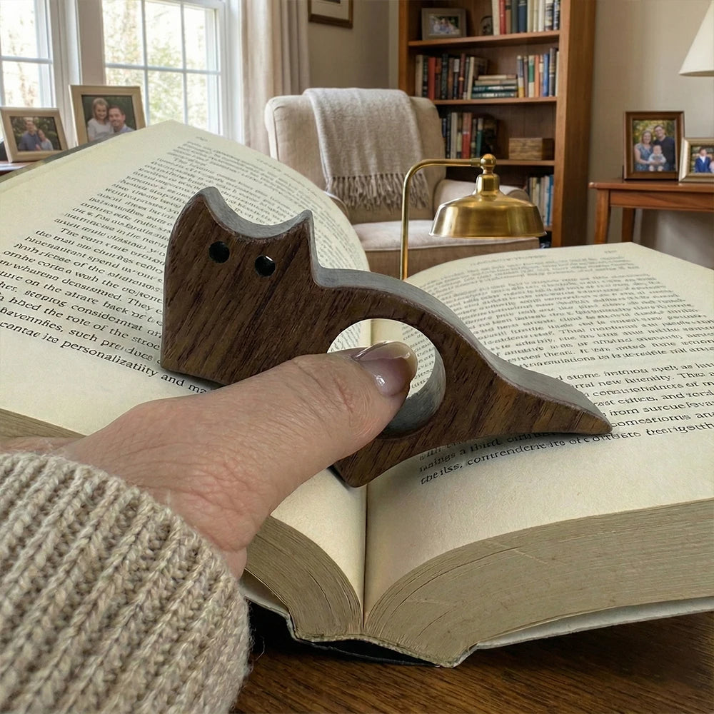 Wooden Cat Page Holder