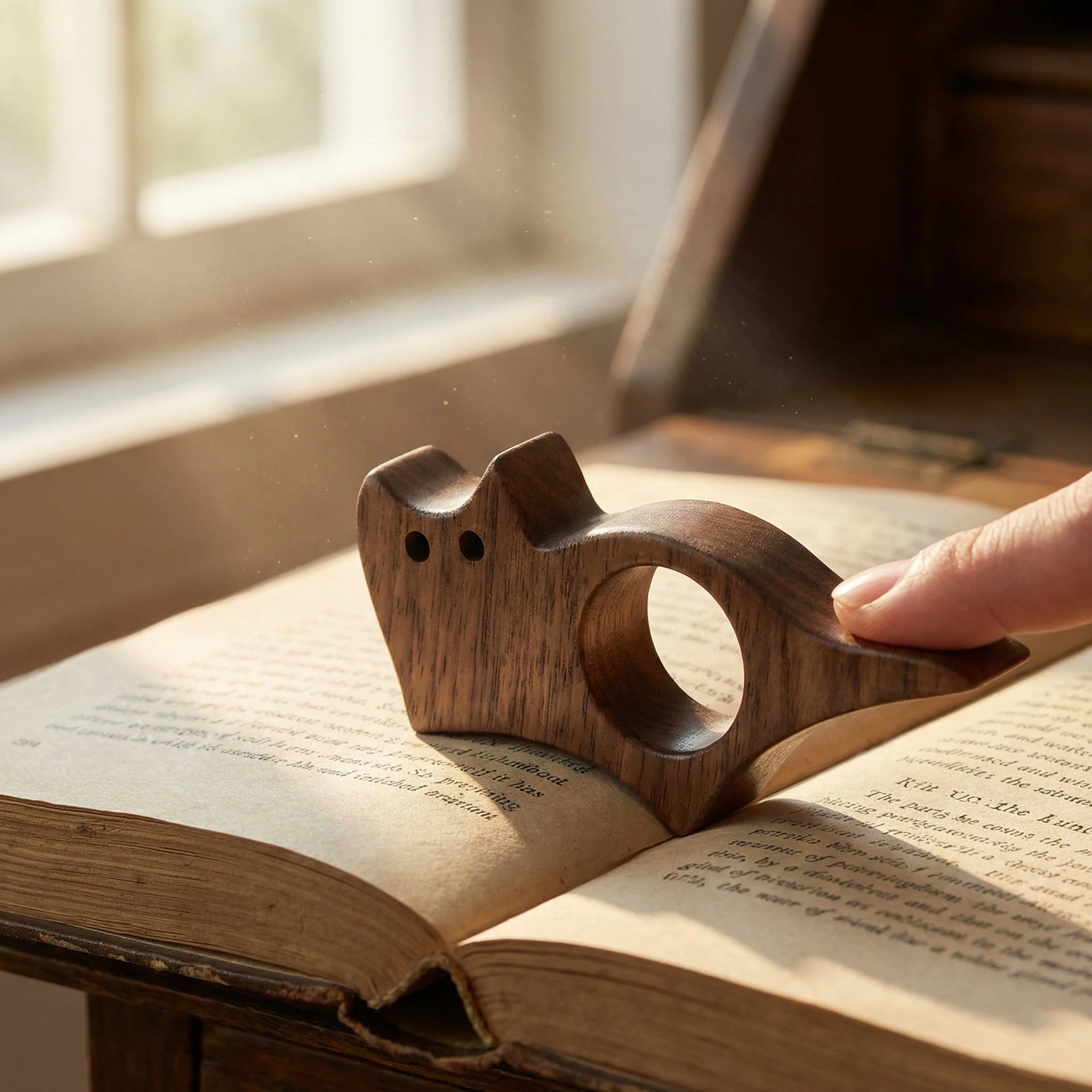 Wooden Cat Page Holder